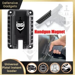 "Instant loader mount for 30-bore pistol, providing quick and efficient reloading for combat and self-defense purposes."
